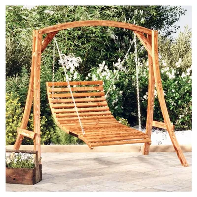 Produktbild von Schaukelbett aus Bugholz mit Teak-Finish 115x147x46 cm für Garten und Terrasse