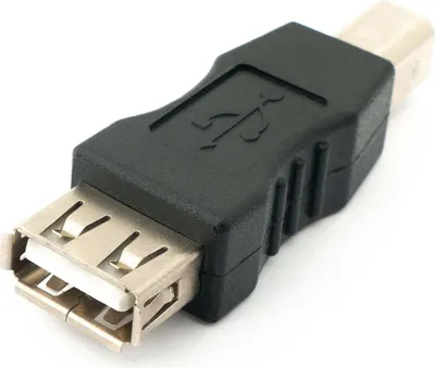 Produktbild von SYSTEM-S USB 2.0 Adapter Typ B Stecker zu Typ A Buchse Kabel in Schwarz