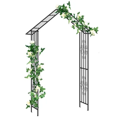Produktbild von GOPLUS Gartenbogen, Rosenbogen aus Metall, Torbogen für Kletterpflanzen, Metallbogen mit Spitzen,140 x 40 x 223 cm, Schwarz