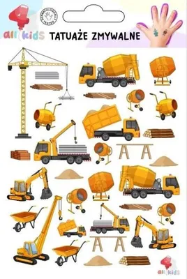 Productafbeelding van Tijdelijke tatoeages voor kinderen. Bouwvoertuigen - All4Kids