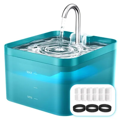 Produktbild von Katzen und Hunde Automatischer Trinknapf ,Trinkbrunnen,Wasserbrunnen für Hunde und Katzen, Wasserbrunnen 2,2L, inkl. 6 Filter und 3 Schwamm, Grün