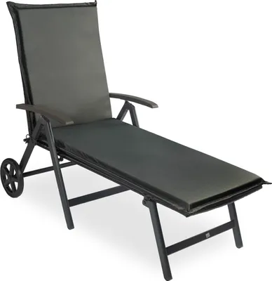 A single sun lounger with a cushion, shown against a white background.