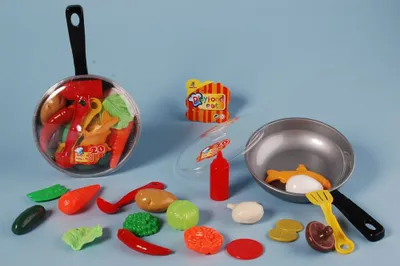 Produktbild von Johntoy 27313 - Pfanne mit Spielzeugessen