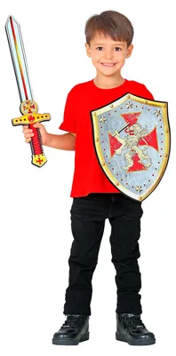 Produktbild von Kreuzritterschwert mit Schild, aus Schaumstoff, für Kinder geeignet,