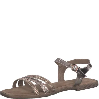 Produktbild von MARCO TOZZI Damen Sandale Leder Metallic Flechtoptik Nieten 2-28118-20, Größe:39 EU, Farbe:Rosa
