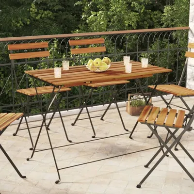 Obrázek produktu pro The Living Store Skládací bistro stolek 100x54x71 cm z masivního dřeva akácie a oceli
