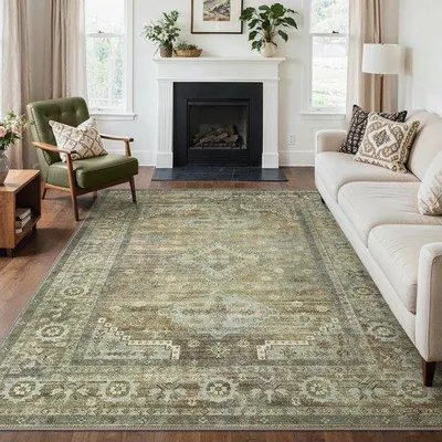 Obrázok produktu pre Uniqoos® Boho koberec, 160 x 230 cm – nízky vlas, možné prať v práčke, s celoplošnou protišmykovou spodnou vrstvou, vhodný do obývačky a spálne
