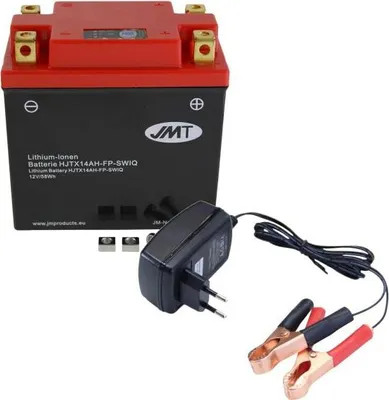 Image de Batterie lithium-ion JMT HJTX14AH-F, 12 V 5 Ah, universelle 4 contacts, DIN 51411 + chargeur