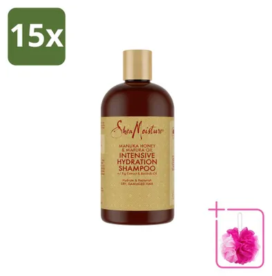Imagen del producto de 15 champús hidratantes intensivos SheaMoisture - Manuka Honey & Mafura Oil - 384 ml - Pack ahorro - 15 unidades