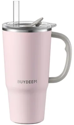 Obrázek produktu pro Termoska s vestavěnou brčkem Buydeem DS57-P, 700 ml, horké/studené až 6 hodin, vakuová izolace, nerezová ocel, bez BPA, růžová
