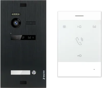 Produktbild von BALTER EVO Schwarz 2-Draht BUS Talk Analoge Sprechstelle Türsprechanlage Set für 1 Familienhaus