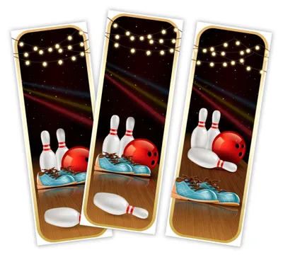 Productafbeelding van Lesezeichen set voor kinderfeestjes - 12 stuks met bowlingthema