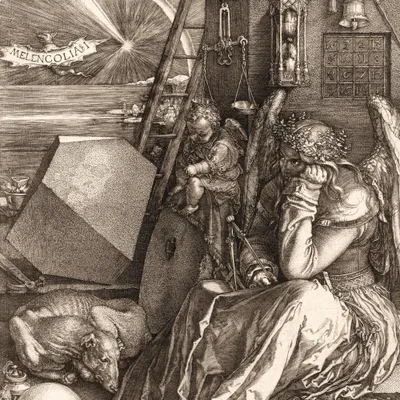 Produktbild von Albrecht Dürer Kunstdruck Bild - Melencolia I, Die Melancholie, 1514, Sepia (70 x 70 cm)
