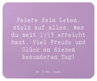 Produktbild von Mr. & Mrs. Panda Mousepad Spruch 1953 Geburtstag - Lavendeltraum - Geschenk, Geburtstagsgeschenk, mousematte, stolz auf alles, Leben, Mauspad, feiern, Alter, computer, pc