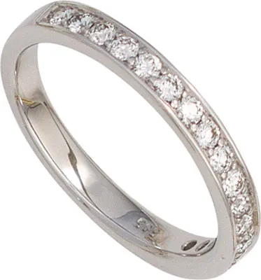 Produktbild von Ring mit 17 Diamanten Brillanten 585 Weißgold Diamantenring Damen Goldring Innenumfang 58mm  Ø18.5mm