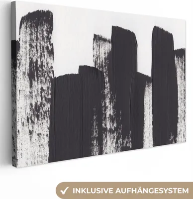 Produktbild von OneMillionCanvasses® - Leinwandbilder - 140x90 cm, Farbe - Abstrakt - Schwarz - Weiß, Wandbilder Kunstdruck Wanddekoration - Foto auf Leinwand - Gemälde auf Holzrahmen