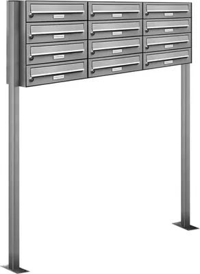 Produktbild von 12er V2A Edelstahl Standbriefkasten Anlage Freistehend