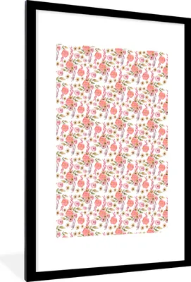 Produktbild von MuchoWow® MuchoWow® Gerahmtes Poster Blumen - Collage - Rosa 60x90 cm - Poster mit zchwarzem Bilderrahmen - Dekoration - Wandposter Wohnzimmer - Hochwertig