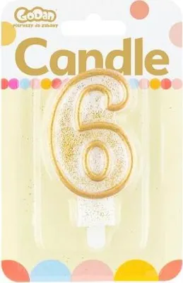 Produktbild von Kerzenstellige "6", Goldkontur