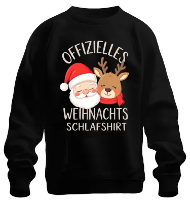 Produktbild von Offizielles Weihnachts Schlafshirt Weihnachtsmann Rentier Sweatshirt Pullover, Schwarz, XL
