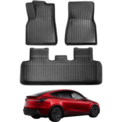 Immagine prodotto di Set di tappetini per tutte le stagioni TLECTRIC per Tesla Model Y 2022-2024 e dal 2025 Juniper - 3 pezzi anteriori e posteriori - Impermeabile, robusto, con bordi alti