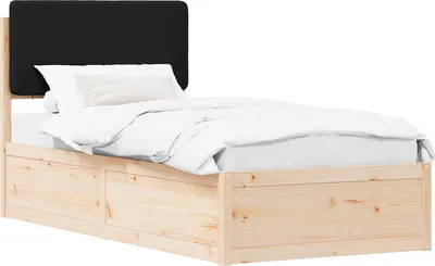 Produktbild von Bettgestell mit gepolstertem Kopfteil Schwarz 100 x 200 cm