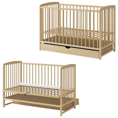 Zdjęcie produktu dla Łóżeczko 120x60(67) dostawne 2w1 Andrzej z szufladą SOSNA