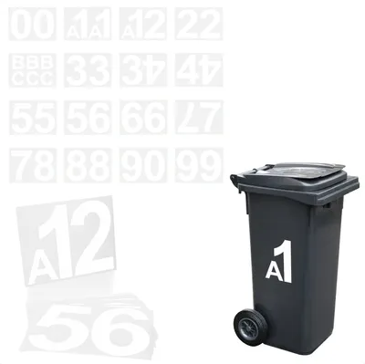 Produktbild von com-four® 32-teiliges Aufkleber-Set für Mülltonnen - Klebezahlen Beschriftung für Hausnummern - Markierung von Mülltonne, Briefkasten - Etiketten für Außen & Innen