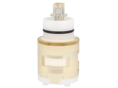 A close-up studio shot of a faucet cartridge.