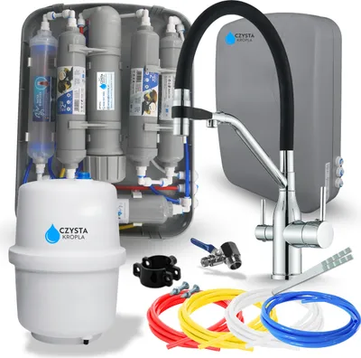Produktbild von Wasserfilter Set RO7 Slim mit 3-Wege Küchenarmatur Magneto Chrom, 7-stufige Umkehrosmose, Mineralisierung
