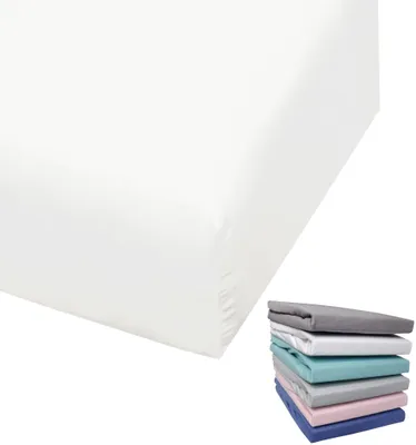Produktbild von Bierbaum Biber Spannbettlaken Baumwolle 100x200 cm Weiß Grau Blau Rosa Türkis Silber Flieder Grün Taupe Rundgummi, Farbe:Weiß