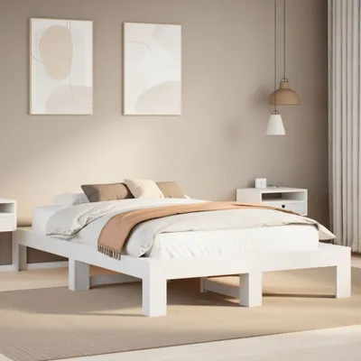 Productafbeelding van Maison Exclusive - Massief houten bed zonder matras, wit, 135x190 cm, van grenenhout