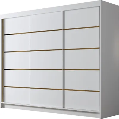 Produktbild von MIRJAN24 Schiebetürenschrank Amber VII, Kleiderschrank mit Kleiderstange, mit drei Schwebetüren, Garderobe (Farbe: Weiß)
