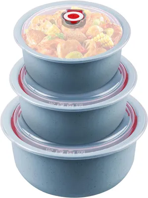 Imagen del producto de Juego de tres recipientes para microondas con tapa, de 260/480/900 ml, para la cocina
