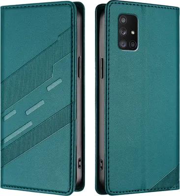 Produktbild von Hülle für Samsung Galaxy A71 5G, Kunstleder Brieftaschen Handyhülle mit Kartenfach und Standfunktion Grün