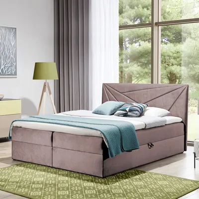Image de Lit Boxspring double TEO 3 - 140x200cm Lit avec matelas Bonell, avec sommier pour linge de lit et topper.  (vieux rose)