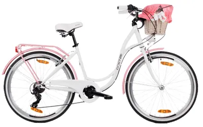 Produktbild von Goetze Mood 26 Zoll City Bike, 17 Zoll Tiefeinsteiger, 6-Gang Shimano Tourney, V-Bremse, LED-Beleuchtung, Gepäckträger, Korb mit Bezug