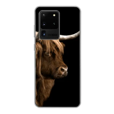 Produktbild von MuchoWow® Handyhülle Schutzhülle Hülle für Samsung Galaxy S20 Ultra Schottischer Highlander - Kuh - Schwarz Silikon Softcase Handy Hülle - Karteninhaber