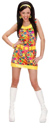 Produktbild von 70er Disco-Kleid Damenkostüm Hippie gelb-bunt