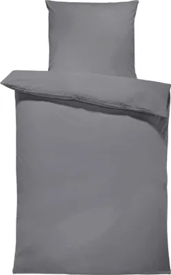 Produktbild von Uni Bettwäsche 155x200 cm anthrazit Einfarbig Renforce Baumwolle Komfortgröße