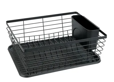 Obrázek produktu pro WENKO Odkapávač DRIP Black Mat odkapávač Koš na příbory Držák talířů