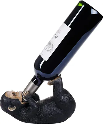 Produktbild von BRUBAKER Weinflaschenhalter durstiger AFFE - Flaschenhalter Besoffene Tiere - Äffchen Flaschenständer lustig - Schimpanse Deko Figur Handbemalt Bar Weinzubehör - Witzige Dekoration Wein Geschenk
