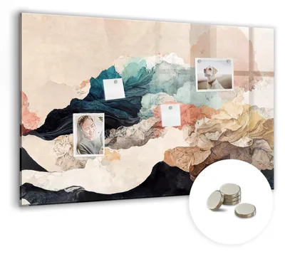 Produktbild von Dekorative Magnettafel 90x60 cm - Magnetwand - für Fotos, Karten und Notizen - Fotowand - Memoboard - Magnetpinnwand - Wanddekoration - Abstrakte Landschaft