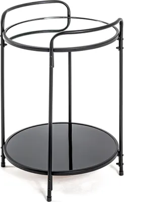 Produktbild von HAKU Beistelltisch schwarz - Metall, Sicherheitsglas 5 mm, Spiegel, B/H/T: 37x50x37 cm