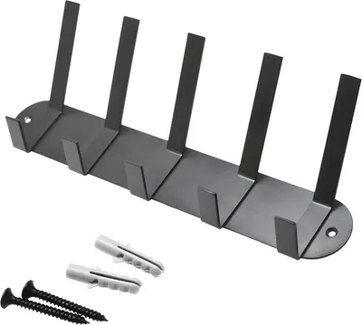 Productafbeelding van Kapstok, metaal, zwart, 30 cm, met 5 haken, voor wandmontage