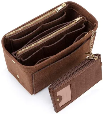 Produktbild von Organizer für Handtaschen mit Kreditkartenhalter, Rits, großen braunen Innentaschen