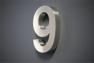 Produktbild von Hausnummer Premium Edelstahl in 3D Design Arial H20cmxT3cm V2A (Nr.9) 400019
