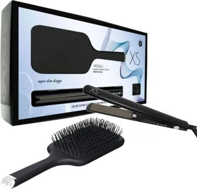 Image de MyHair Set XS Fer à lisser Noir Mat + Brosse paddle Noire