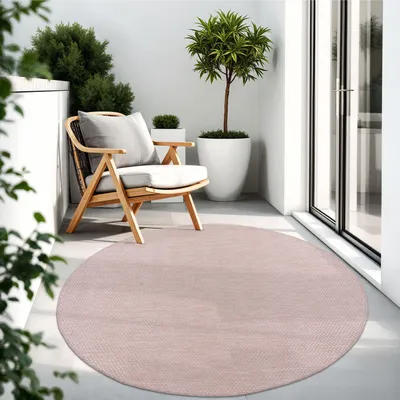 Produktbild von TT Home Teppich Für Outdoor Wetterfest Küchenteppich Balkon Terrasse Unifarbenes Design Modern Größe 80 cm Rund