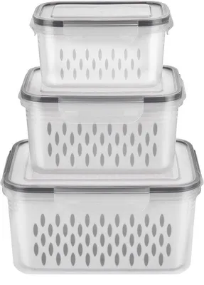 Obrázok produktu pre Sada 3 nádob na uchovávanie potravín, 0,85 l + 1,75 l + 3,3 l, sivá